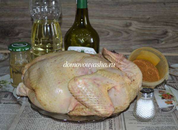 Маринованная домашняя курица в духовке с картошкой 