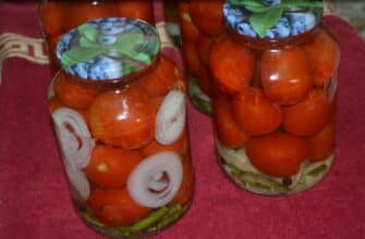 Сладкие помидоры с луком на зиму без стерилизации